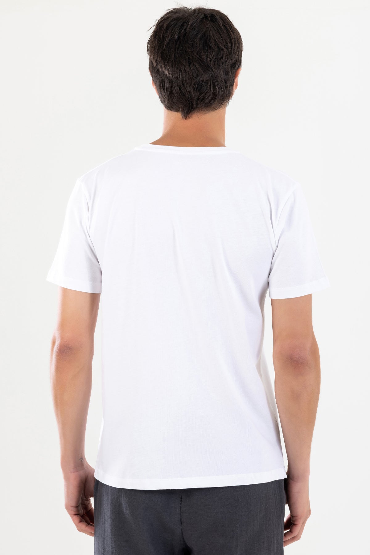 Bisiklet Yaka Erkek Basic Tişört - Beyaz