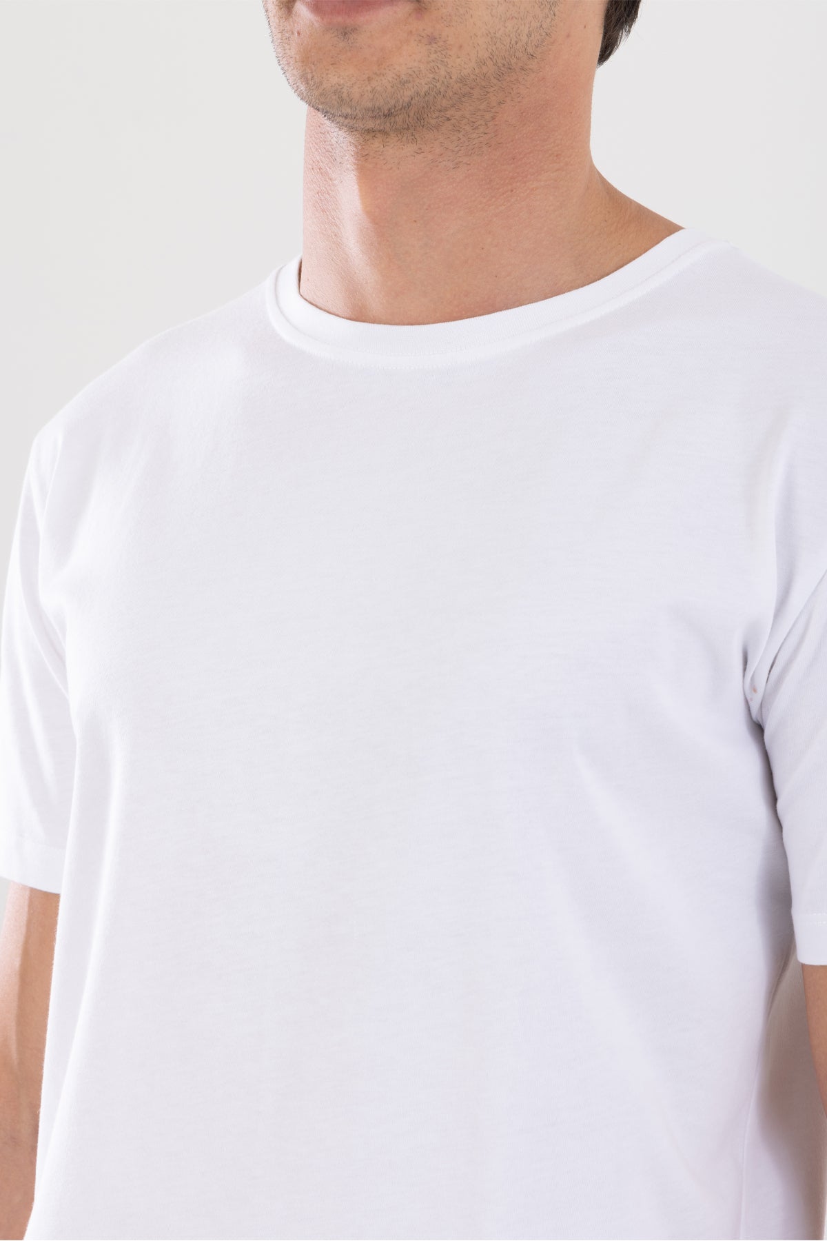 Bisiklet Yaka Erkek Basic Tişört - Beyaz