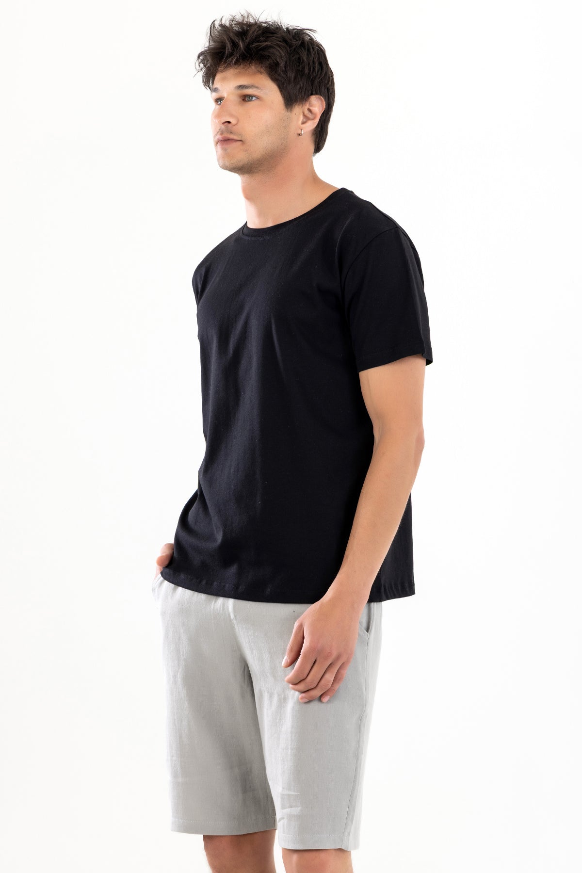 Bisiklet Yaka Erkek Basic Tişört - Siyah