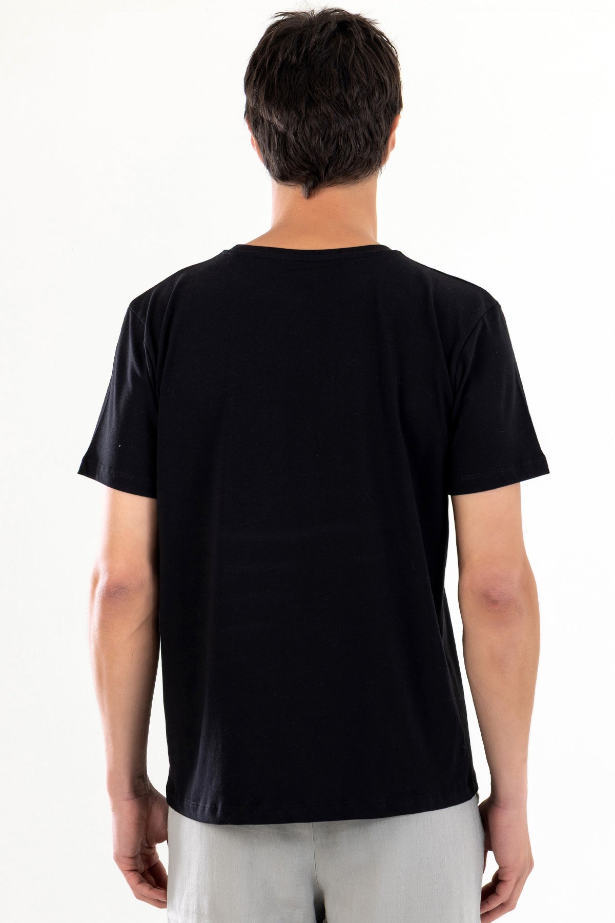 Bisiklet Yaka Erkek Basic Tişört - Siyah