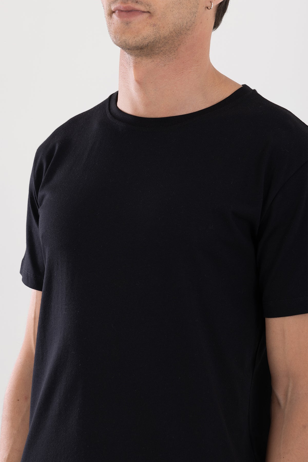 Bisiklet Yaka Erkek Basic Tişört - Siyah