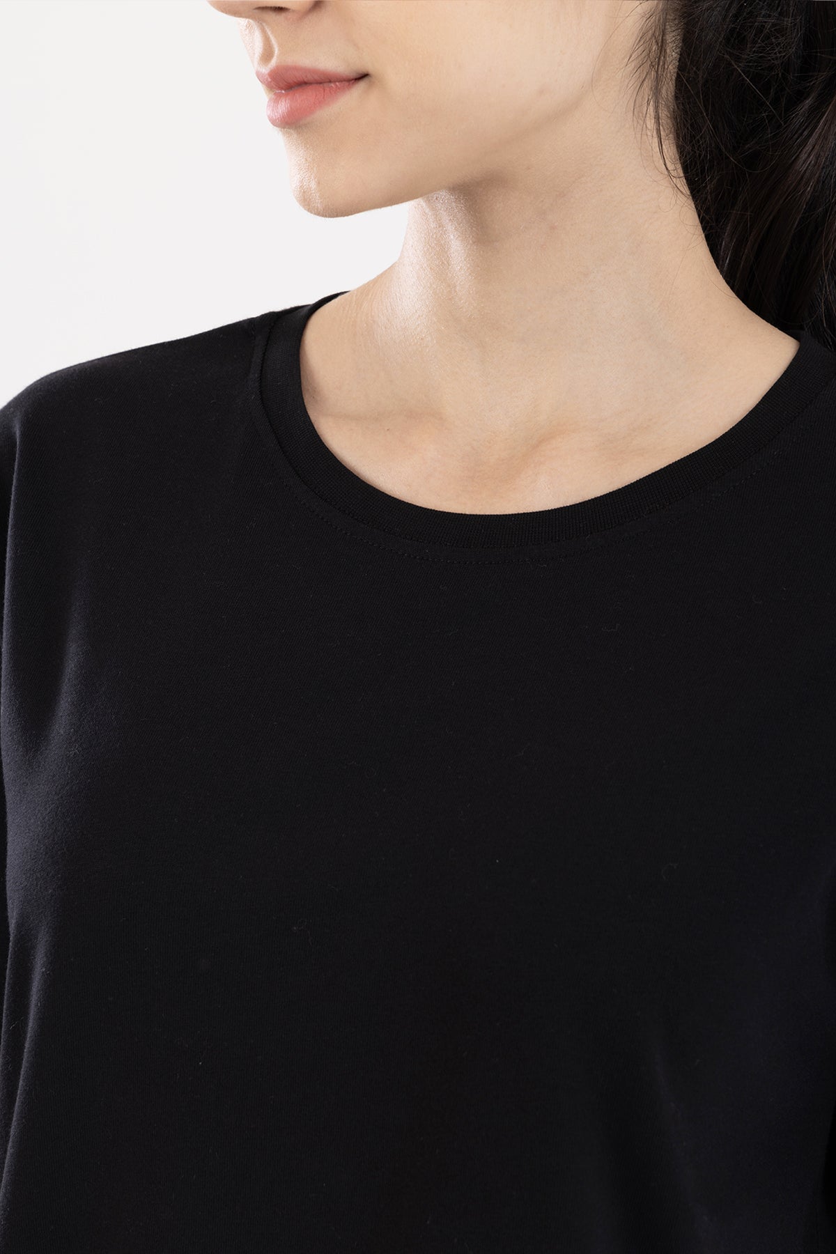 Bisiklet Yaka Kadın Basic Tişört - Siyah